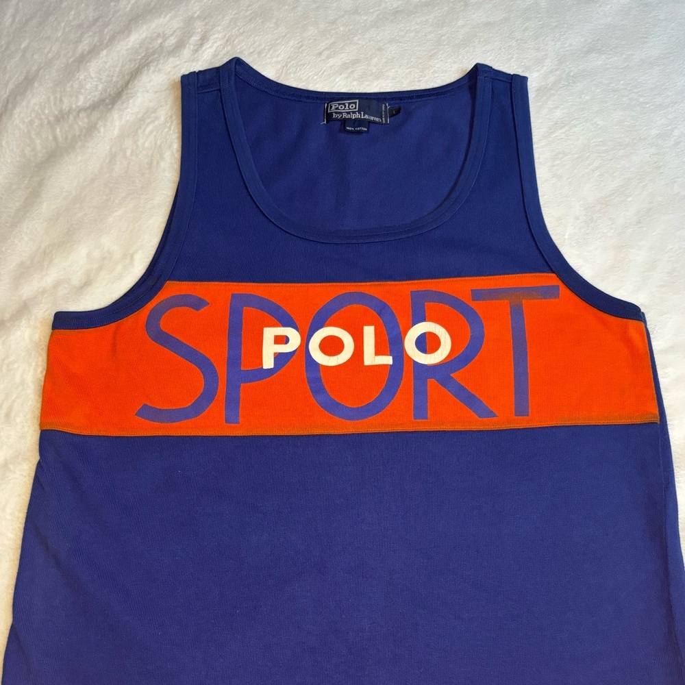Rare Polo Ralph Lauren Polo Sport OG Spell out Tank Top Pwing Snow beach Country